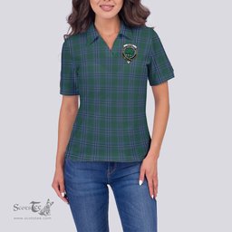 Scottish Irvine of Drum Clan Tartan Polo Shirt with Family Crest For Women, Women's Scottish Polo Shirt Scottish Plaid Tartan Plaid - ScotsTee - scotstee.com