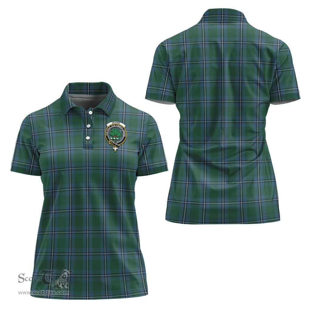 Scottish Irvine of Drum Clan Tartan Polo Shirt with Family Crest For Women, Women's Scottish Polo Shirt Scottish Plaid Tartan Plaid - ScotsTee - scotstee.com