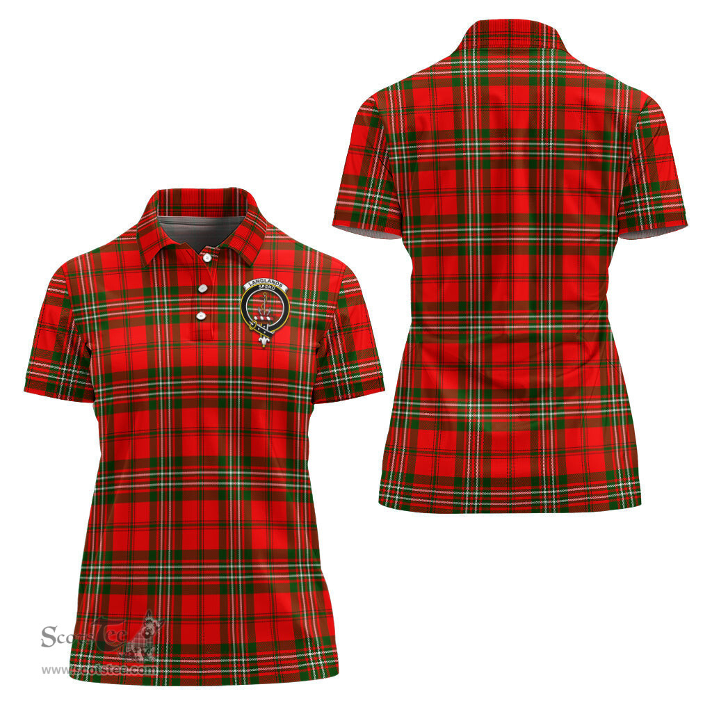 Scottish Langlands Clan Tartan Polo Shirt with Family Crest For Women, Women's Scottish Polo Shirt Scottish Plaid Tartan Plaid - ScotsTee - scotstee.com