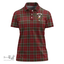 Scottish Lindsay Weathered Clan Tartan Polo Shirt with Family Crest For Women, Women's Scottish Polo Shirt Scottish Plaid Tartan Plaid - ScotsTee - scotstee.com