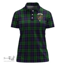 Scottish Leslie Hunting Clan Tartan Polo Shirt with Family Crest For Women, Women's Scottish Polo Shirt Scottish Plaid Tartan Plaid - ScotsTee - scotstee.com