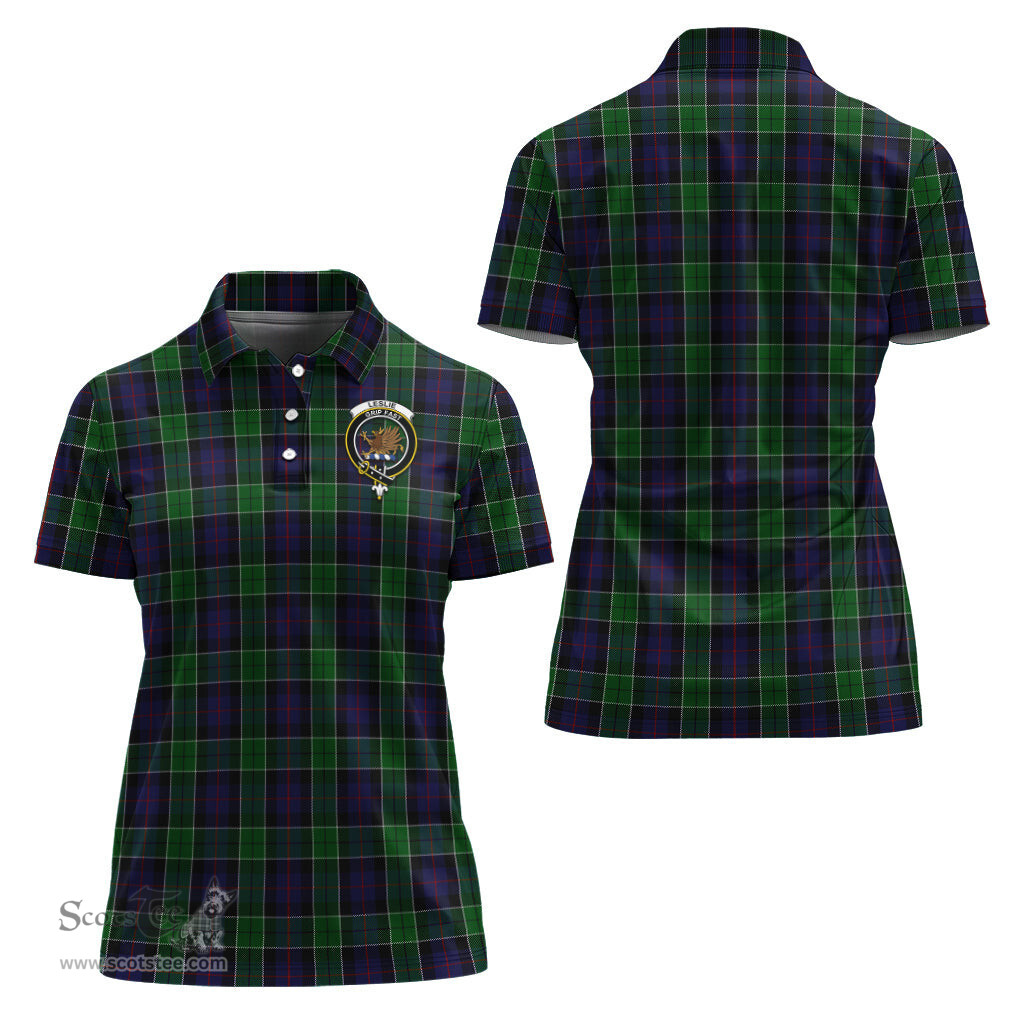 Scottish Leslie Hunting Clan Tartan Polo Shirt with Family Crest For Women, Women's Scottish Polo Shirt Scottish Plaid Tartan Plaid - ScotsTee - scotstee.com