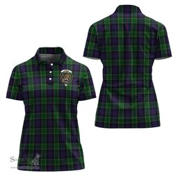 Scottish Leslie Hunting Clan Tartan Polo Shirt with Family Crest For Women, Women's Scottish Polo Shirt Scottish Plaid Tartan Plaid - ScotsTee - scotstee.com