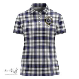 Scottish Hannay Modern Clan Tartan Polo Shirt with Family Crest For Women, Women's Scottish Polo Shirt Scottish Plaid Tartan Plaid - ScotsTee - scotstee.com