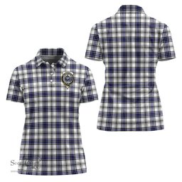 Scottish Hannay Modern Clan Tartan Polo Shirt with Family Crest For Women, Women's Scottish Polo Shirt Scottish Plaid Tartan Plaid - ScotsTee - scotstee.com
