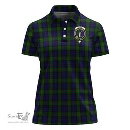 Scottish Gunn Clan Tartan Polo Shirt with Family Crest For Women, Women's Scottish Polo Shirt Scottish Plaid Tartan Plaid - ScotsTee - scotstee.com