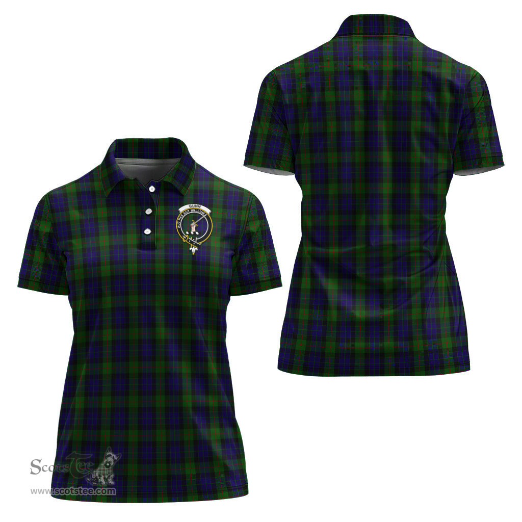 Scottish Gunn Clan Tartan Polo Shirt with Family Crest For Women, Women's Scottish Polo Shirt Scottish Plaid Tartan Plaid - ScotsTee - scotstee.com