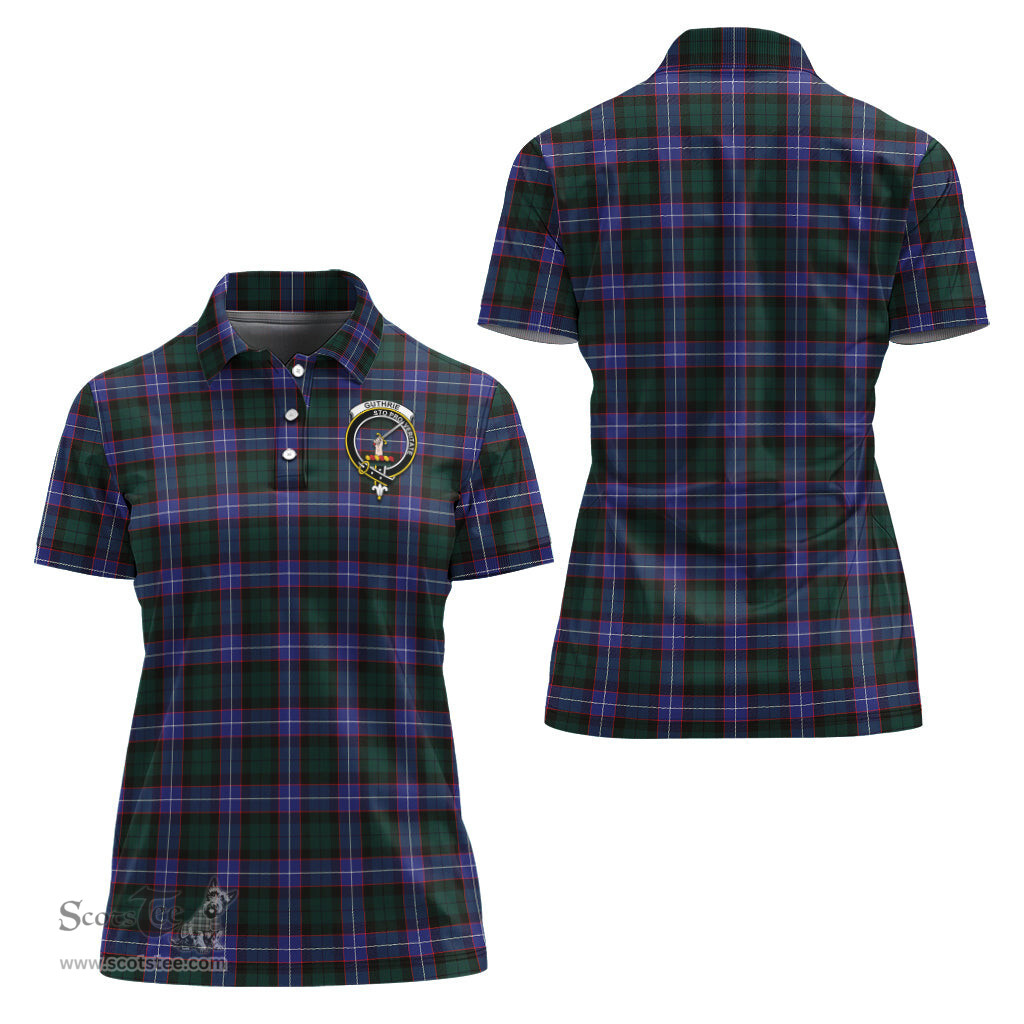 Scottish Guthrie Modern Clan Tartan Polo Shirt with Family Crest For Women, Women's Scottish Polo Shirt Scottish Plaid Tartan Plaid - ScotsTee - scotstee.com