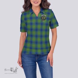 Scottish Johnstone-Johnston Ancient Clan Tartan Polo Shirt with Family Crest For Women, Women's Scottish Polo Shirt Scottish Plaid Tartan Plaid - ScotsTee - scotstee.com