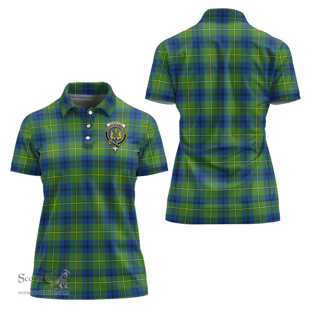 Scottish Johnstone-Johnston Ancient Clan Tartan Polo Shirt with Family Crest For Women, Women's Scottish Polo Shirt Scottish Plaid Tartan Plaid - ScotsTee - scotstee.com