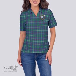 Scottish Inglis Ancient Clan Tartan Polo Shirt with Family Crest For Women, Women's Scottish Polo Shirt Scottish Plaid Tartan Plaid - ScotsTee - scotstee.com