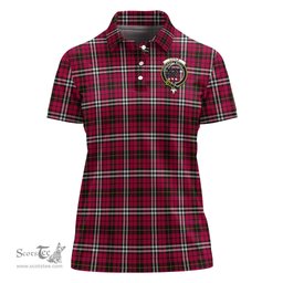 Scottish Little Clan Tartan Polo Shirt with Family Crest For Women, Women's Scottish Polo Shirt Scottish Plaid Tartan Plaid - ScotsTee - scotstee.com