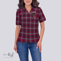 Scottish Little Clan Tartan Polo Shirt with Family Crest For Women, Women's Scottish Polo Shirt Scottish Plaid Tartan Plaid - ScotsTee - scotstee.com