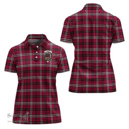 Scottish Little Clan Tartan Polo Shirt with Family Crest For Women, Women's Scottish Polo Shirt Scottish Plaid Tartan Plaid - ScotsTee - scotstee.com