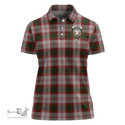 Scottish Lindsay Dress Red Clan Tartan Polo Shirt with Family Crest For Women, Women's Scottish Polo Shirt Scottish Plaid Tartan Plaid - ScotsTee - scotstee.com