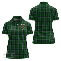 Scottish Innes Hunting Clan Tartan Polo Shirt with Family Crest For Women, Women's Scottish Polo Shirt Scottish Plaid Tartan Plaid - ScotsTee - scotstee.com