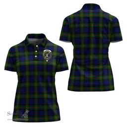 Scottish Gunn Modern Clan Tartan Polo Shirt with Family Crest For Women, Women's Scottish Polo Shirt Scottish Plaid Tartan Plaid - ScotsTee - scotstee.com