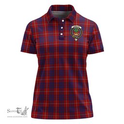 Scottish Hamilton Clan Tartan Polo Shirt with Family Crest For Women, Women's Scottish Polo Shirt Scottish Plaid Tartan Plaid - ScotsTee - scotstee.com