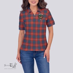 Scottish Hamilton Ancient Clan Tartan Polo Shirt with Family Crest For Women, Women's Scottish Polo Shirt Scottish Plaid Tartan Plaid - ScotsTee - scotstee.com