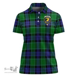 Scottish Haldane Clan Tartan Polo Shirt with Family Crest For Women, Women's Scottish Polo Shirt Scottish Plaid Tartan Plaid - ScotsTee - scotstee.com