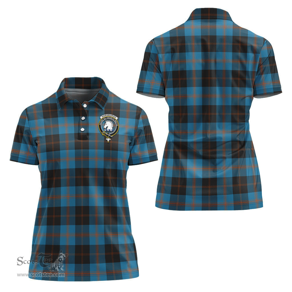 Scottish Horsburgh Clan Tartan Polo Shirt with Family Crest For Women, Women's Scottish Polo Shirt Scottish Plaid Tartan Plaid - ScotsTee - scotstee.com