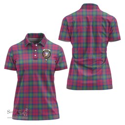 Scottish Lindsay Ancient Clan Tartan Polo Shirt with Family Crest For Women, Women's Scottish Polo Shirt Scottish Plaid Tartan Plaid - ScotsTee - scotstee.com