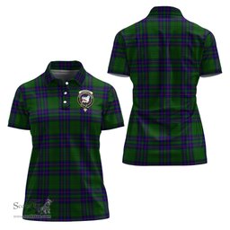 Scottish Lockhart Modern Clan Tartan Polo Shirt with Family Crest For Women, Women's Scottish Polo Shirt Scottish Plaid Tartan Plaid - ScotsTee - scotstee.com
