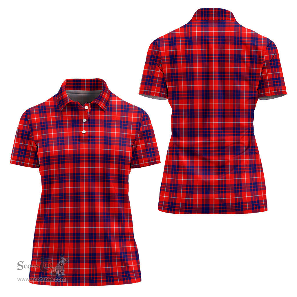 Scottish Hamilton Modern Clan Tartan Polo Shirt For Women, Women's Scottish Polo Shirt Scottish Plaid Tartan Plaid - ScotsTee - scotstee.com