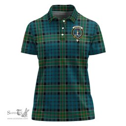 Scottish Kirkpatrick Clan Tartan Polo Shirt with Family Crest For Women, Women's Scottish Polo Shirt Scottish Plaid Tartan Plaid - ScotsTee - scotstee.com