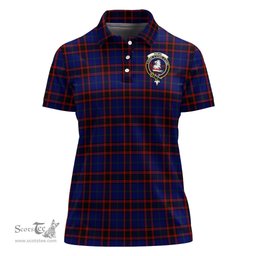 Scottish Home Modern Clan Tartan Polo Shirt with Family Crest For Women, Women's Scottish Polo Shirt Scottish Plaid Tartan Plaid - ScotsTee - scotstee.com