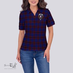 Scottish Home Modern Clan Tartan Polo Shirt with Family Crest For Women, Women's Scottish Polo Shirt Scottish Plaid Tartan Plaid - ScotsTee - scotstee.com