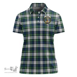 Scottish Gordon Dress Ancient Clan Tartan Polo Shirt with Family Crest For Women, Women's Scottish Polo Shirt Scottish Plaid Tartan Plaid - ScotsTee - scotstee.com