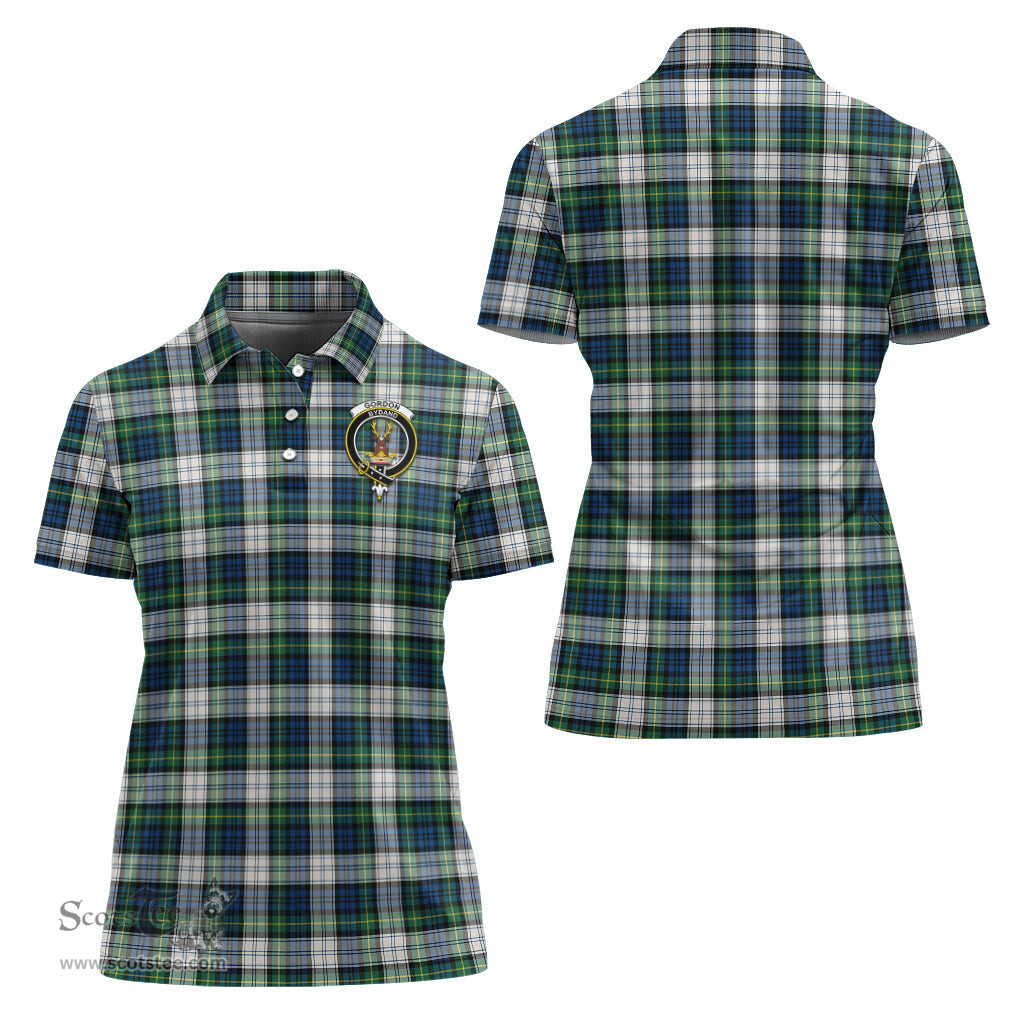 Scottish Gordon Dress Ancient Clan Tartan Polo Shirt with Family Crest For Women, Women's Scottish Polo Shirt Scottish Plaid Tartan Plaid - ScotsTee - scotstee.com