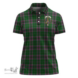 Scottish Gray Hunting Clan Tartan Polo Shirt with Family Crest For Women, Women's Scottish Polo Shirt Scottish Plaid Tartan Plaid - ScotsTee - scotstee.com