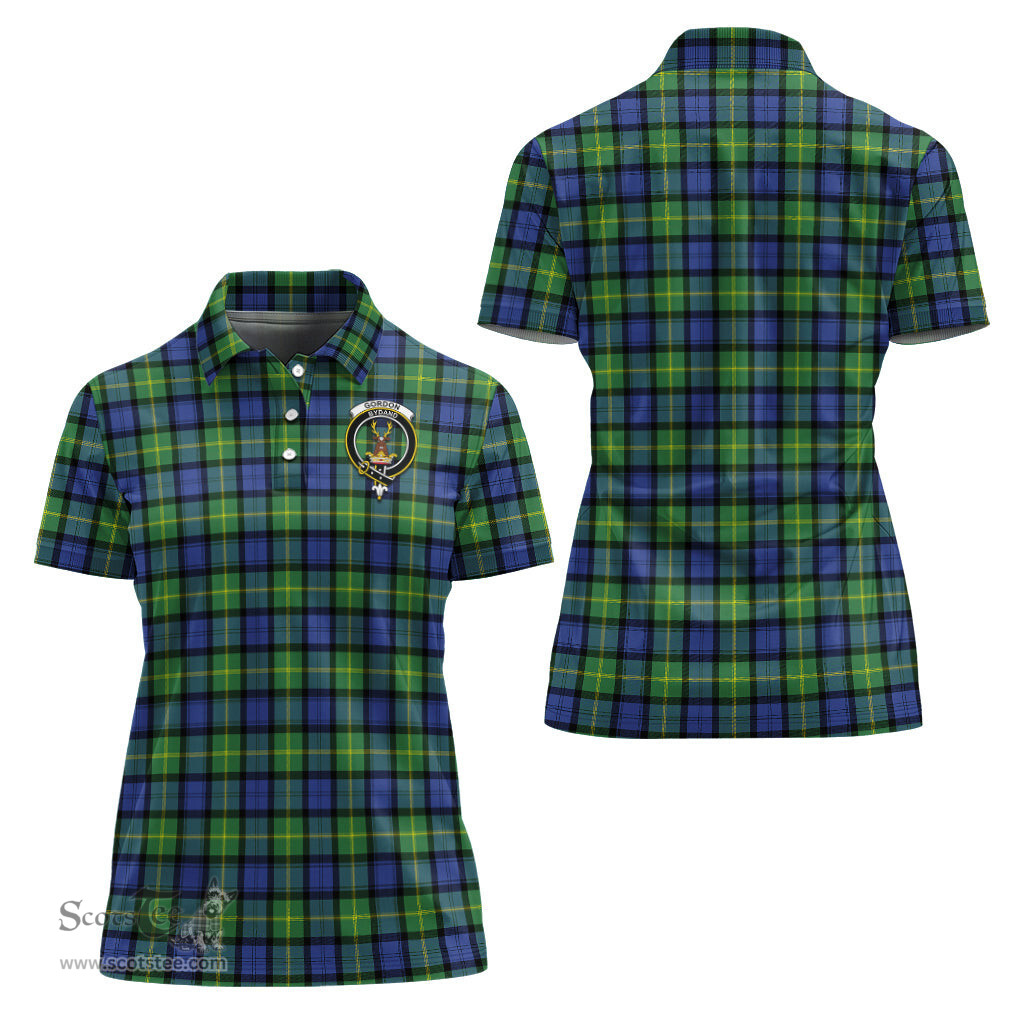 Scottish Gordon Old Ancient Clan Tartan Polo Shirt with Family Crest For Women, Women's Scottish Polo Shirt Scottish Plaid Tartan Plaid - ScotsTee - scotstee.com