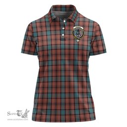 Scottish Hannay Dress Clan Tartan Polo Shirt with Family Crest For Women, Women's Scottish Polo Shirt Scottish Plaid Tartan Plaid - ScotsTee - scotstee.com
