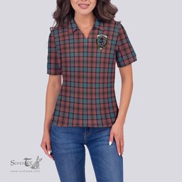 Scottish Hannay Dress Clan Tartan Polo Shirt with Family Crest For Women, Women's Scottish Polo Shirt Scottish Plaid Tartan Plaid - ScotsTee - scotstee.com