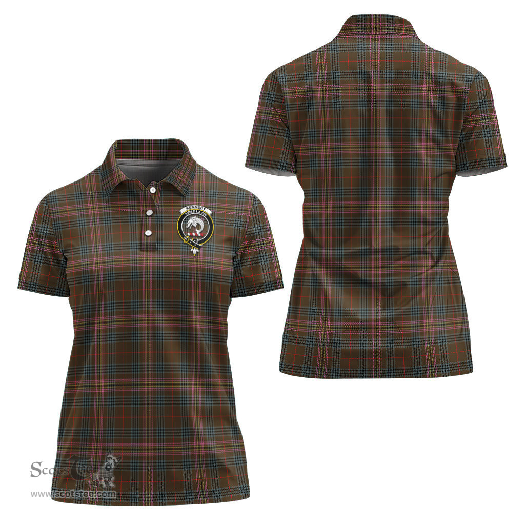 Scottish Kennedy Weathered Clan Tartan Polo Shirt with Family Crest For Women, Women's Scottish Polo Shirt Scottish Plaid Tartan Plaid - ScotsTee - scotstee.com