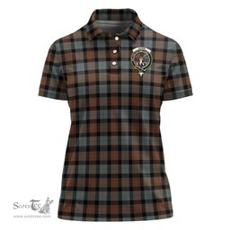 Scottish Gunn Weathered Clan Tartan Polo Shirt with Family Crest For Women, Women's Scottish Polo Shirt Scottish Plaid Tartan Plaid - ScotsTee - scotstee.com