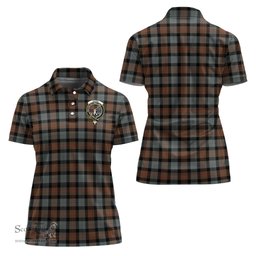 Scottish Gunn Weathered Clan Tartan Polo Shirt with Family Crest For Women, Women's Scottish Polo Shirt Scottish Plaid Tartan Plaid - ScotsTee - scotstee.com
