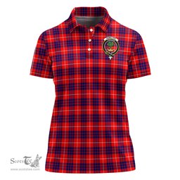 Scottish Hamilton Modern Clan Tartan Polo Shirt with Family Crest For Women, Women's Scottish Polo Shirt Scottish Plaid Tartan Plaid - ScotsTee - scotstee.com