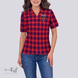 Scottish Hamilton Modern Clan Tartan Polo Shirt with Family Crest For Women, Women's Scottish Polo Shirt Scottish Plaid Tartan Plaid - ScotsTee - scotstee.com