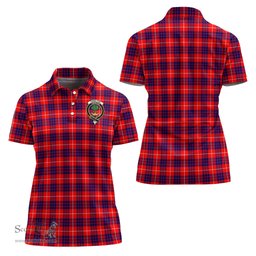 Scottish Hamilton Modern Clan Tartan Polo Shirt with Family Crest For Women, Women's Scottish Polo Shirt Scottish Plaid Tartan Plaid - ScotsTee - scotstee.com