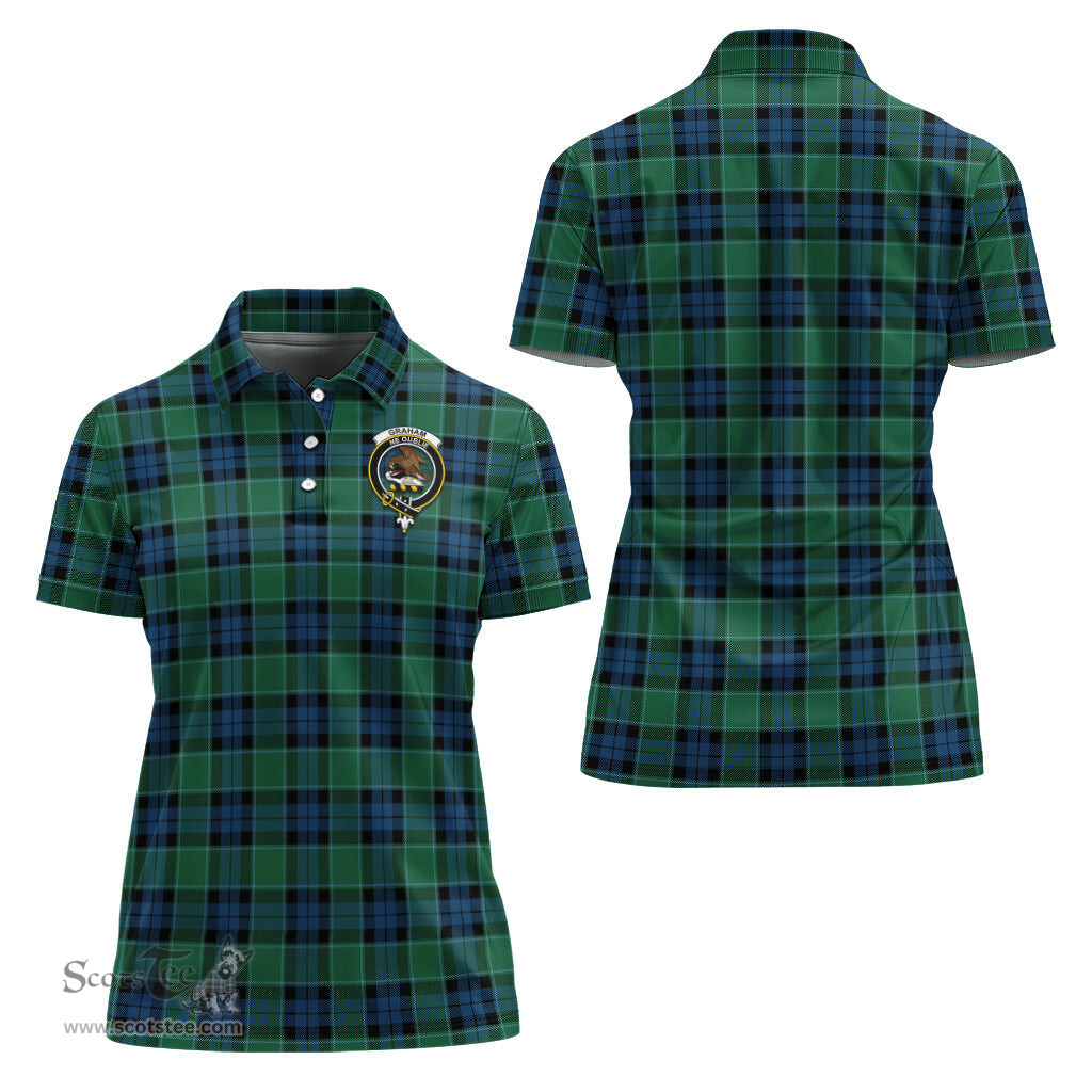 Scottish Graham of Menteith Ancient Clan Tartan Polo Shirt with Family Crest For Women, Women's Scottish Polo Shirt Scottish Plaid Tartan Plaid - ScotsTee - scotstee.com