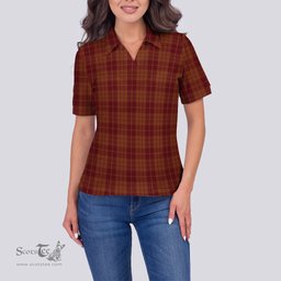 Scottish Hamilton Red Clan Tartan Polo Shirt For Women, Women's Scottish Polo Shirt Scottish Plaid Tartan Plaid - ScotsTee - scotstee.com