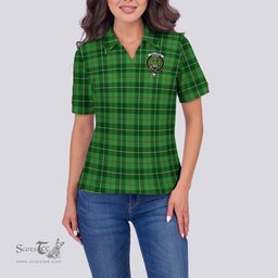 Scottish Galloway Clan Tartan Polo Shirt with Family Crest For Women, Women's Scottish Polo Shirt Scottish Plaid Tartan Plaid - ScotsTee - scotstee.com