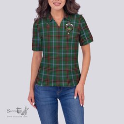 Scottish Gayre Clan Tartan Polo Shirt with Family Crest For Women, Women's Scottish Polo Shirt Scottish Plaid Tartan Plaid - ScotsTee - scotstee.com