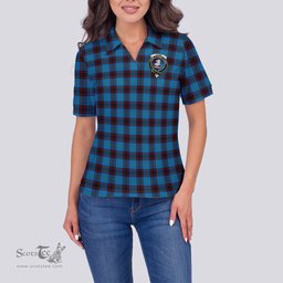 Scottish Home Ancient Clan Tartan Polo Shirt with Family Crest For Women, Women's Scottish Polo Shirt Scottish Plaid Tartan Plaid - ScotsTee - scotstee.com
