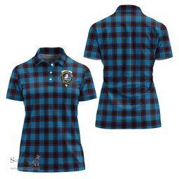 Scottish Home Ancient Clan Tartan Polo Shirt with Family Crest For Women, Women's Scottish Polo Shirt Scottish Plaid Tartan Plaid - ScotsTee - scotstee.com