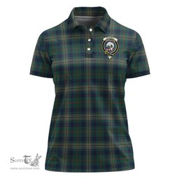 Scottish Kennedy Modern Clan Tartan Polo Shirt with Family Crest For Women, Women's Scottish Polo Shirt Scottish Plaid Tartan Plaid - ScotsTee - scotstee.com